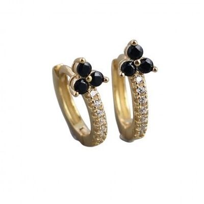 Black Trelia Hoop Earrings - Gold Plated