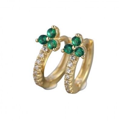 Green trelia hoop earrings - Gold Plated