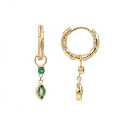 Drop earrings - Gold plated - Green