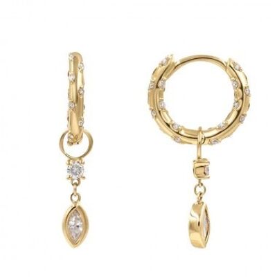 Drop earrings - Gold plated - White