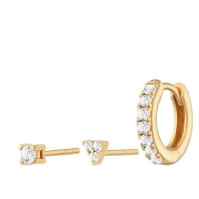 Coriolan earrings set - White - Gold plated
