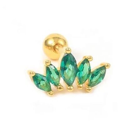 Gold-plated Oberon piercing earring - Green - Unit