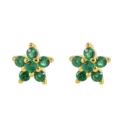 Pandare earrings - Gold plated - Green