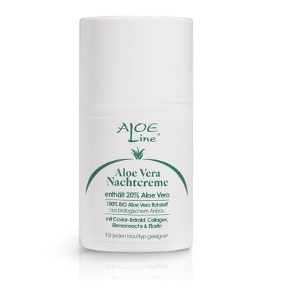 Aloe Vera Nachtcreme mit 20% Bio Aloe Vera, reichhaltige Gesichtscreme, 50ml