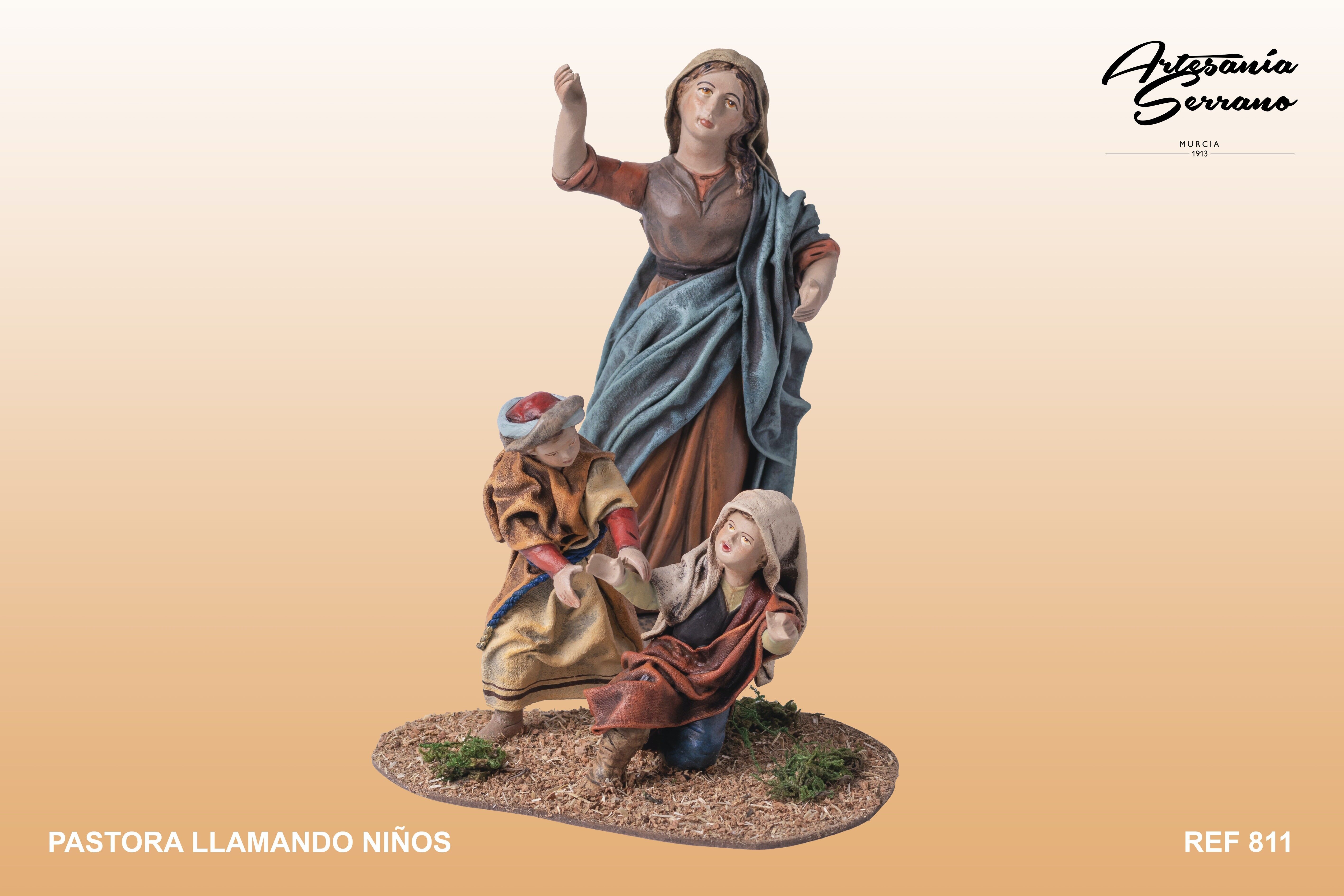 Hirtin rufendes Kind, Figur der Krippe