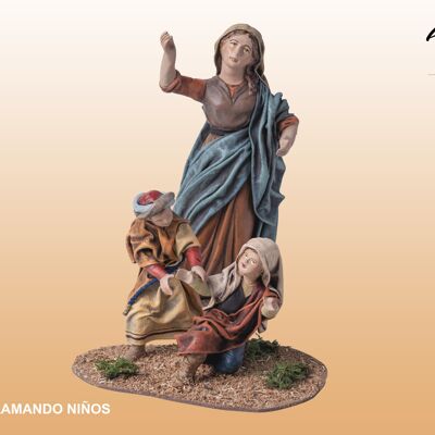 Shepherdess calling child, figure of the nativity scene