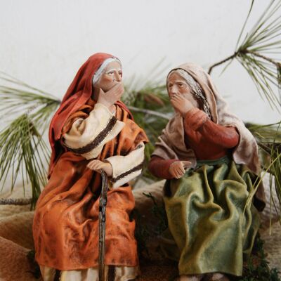 Shepherdesses whispering, figure of the nativity scene