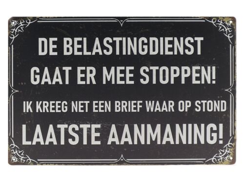 Belastingdienst metalen bord 20x30cm