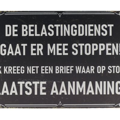 Belastingdienst metalen bord 20x30cm