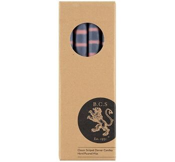 Bougies rayées Rose ancienne, Indigo et Pompadour, 4 par paquet 5