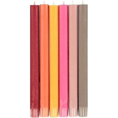 Mixed Set Warm Rainbow Eco Dinner Candles, 6 per pack