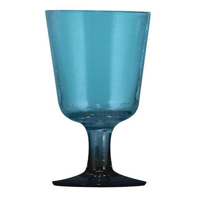 Copa de vino hecha a mano azul mineral