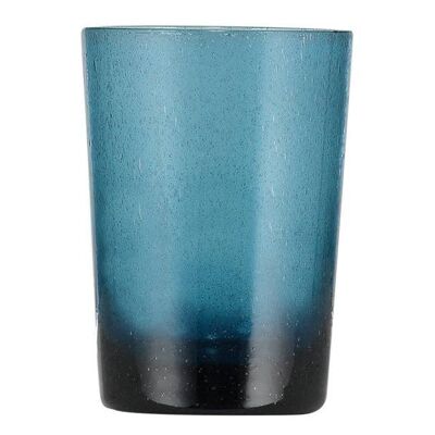 Bicchiere in vetro fatto a mano blu minerale