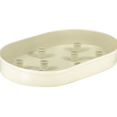 Metal Candle Platter Large Oval - Stone White