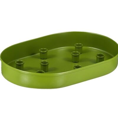 Metal Candle Platter Large Oval - Olive