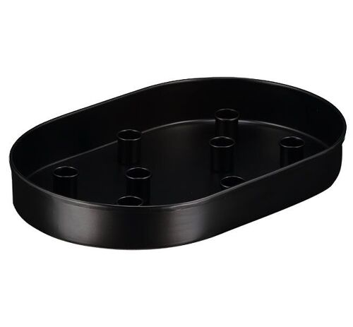 Metal Candle Platter Large Oval - Jet Black