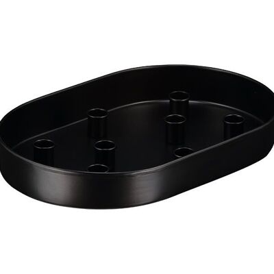Metal Candle Platter Large Oval - Jet Black