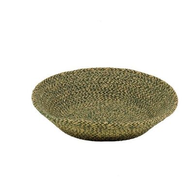 Jute Small Serving Basket in Olive Green/Natural, 24 cm D