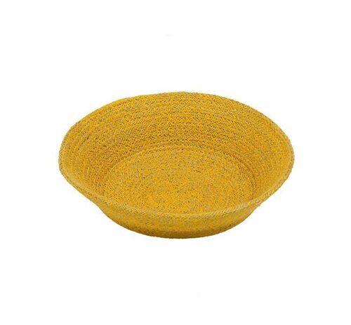 Jute Small Serving Basket in Indian Yellow/Natural, 24 cm D