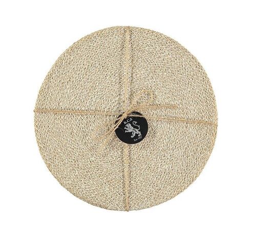 Jute Placemats 27cm in Pearl White/Natural, Tied Set of 4