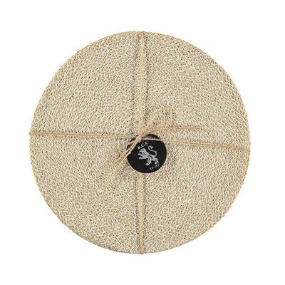 Jute Placemats 27cm in Pearl White/Natural, Tied Set of 4