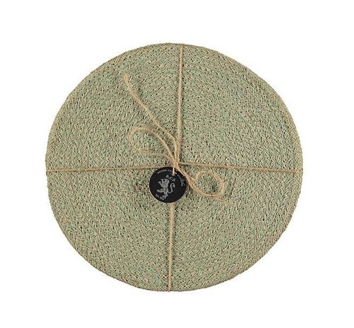 Jute Placemats 27cm in Limpid Green/Natural, Tied Set of 4