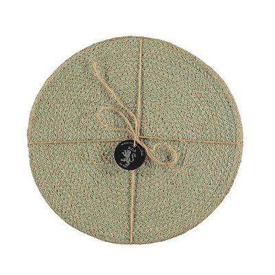 Jute Placemats 27cm in Limpid Green/Natural, Tied Set of 4