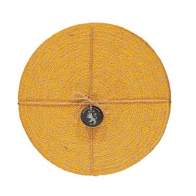 Jute Placemats 27cm in Indian Yellow/Natural, Tied set of 4