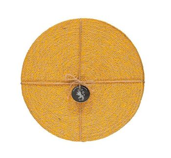 Sets de table en jute 27 cm en jaune indien/naturel, lot de 4 1