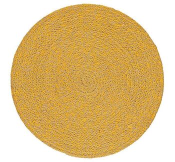 Sets de table en jute 27 cm en jaune indien/naturel, lot de 4 2