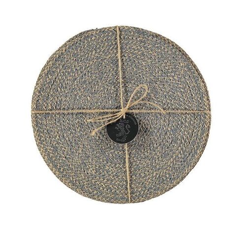 Jute Placemats 27cm in Gull Grey/Natural, Tied Set of 4