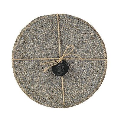 Jute Placemats 27cm in Gull Grey/Natural, Tied Set of 4