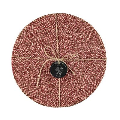 Jute Placemats 27cm in Guardsman Red/Natural, Tied Set of 4