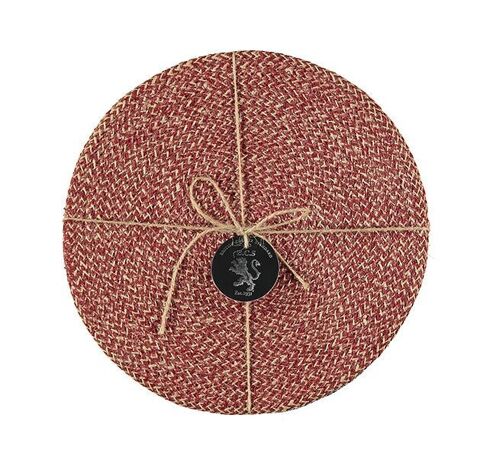 Jute Placemats 27cm in Guardsman Red/Natural, Tied Set of 4