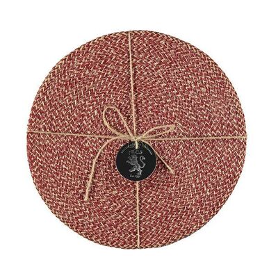 Jute-Tischsets 27 cm in Guardsman Red/Natur, gebundenes 4er-Set