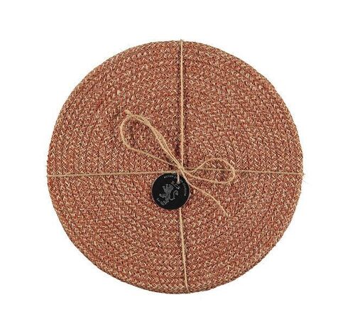 Jute Placemats 27cm in Brick Dust/Natural, Tied Set of 4