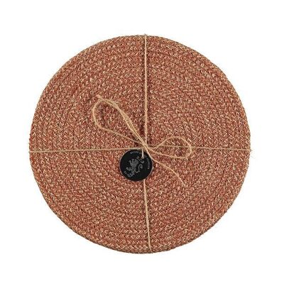 Jute Placemats 27cm in Brick Dust/Natural, Tied Set of 4