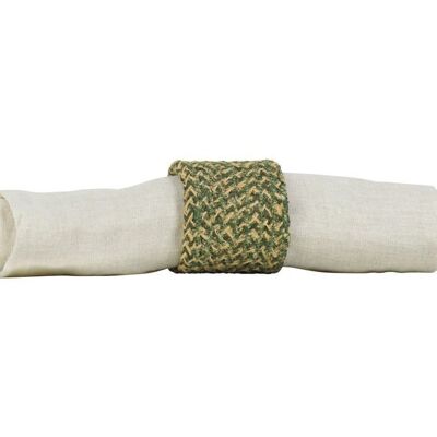 Jute Napkin Rings in Olive/Natural, Tied Set of 4