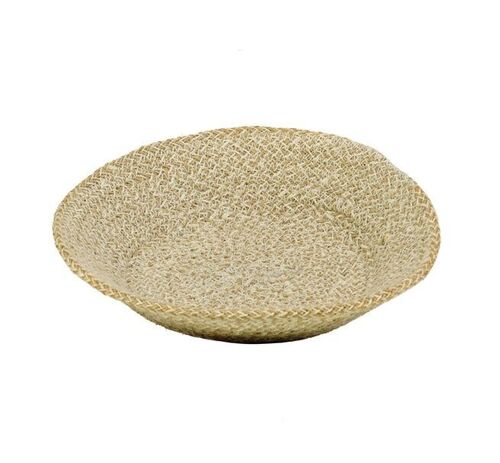 Jute Large Serving Basket in Pearl White/Natural, 28 cm D