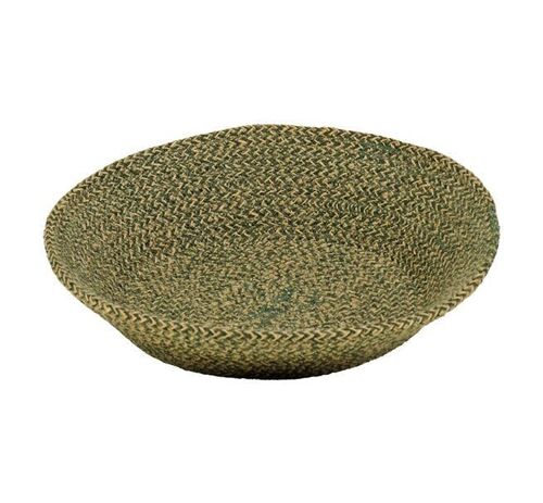 Jute Large Serving Basket in Olive/Natural, 28 cm D