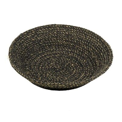 Jute Large Serving Basket in Jet Black/Natural, 28 cm D