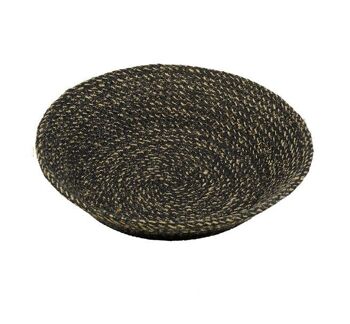 Grand panier de service en jute noir jais/naturel, 28 cm D 9