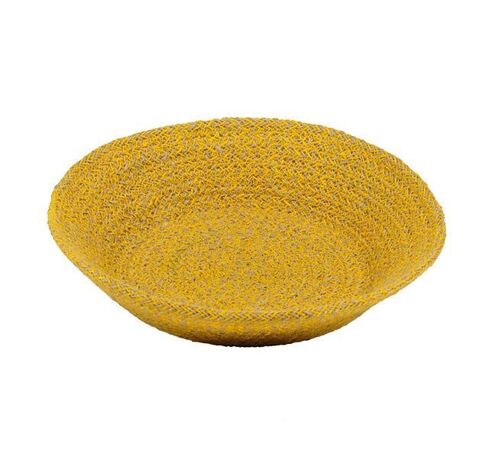 Jute Large Serving Basket in Indian Yellow/Natural, 28 cm D