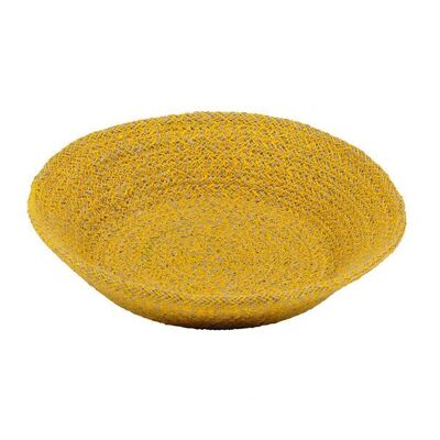 Jute Large Serving Basket in Indian Yellow/Natural, 28 cm D