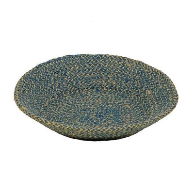 Jute Large Serving Basket in Cornflower/Natural, 28 cm D