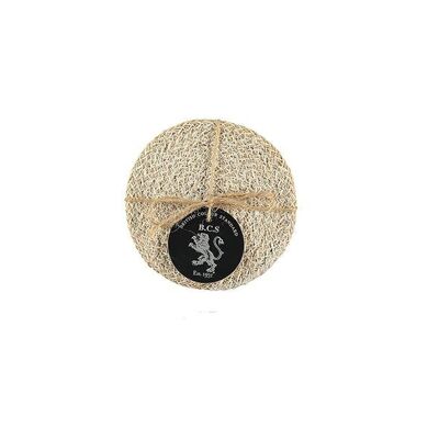 Jute Coasters in Pearl White/Natural, Tied Set of 4