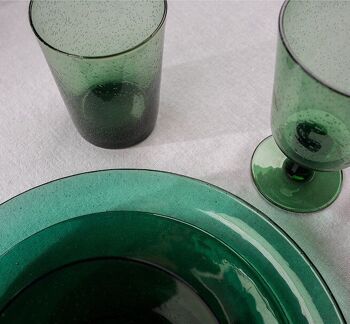 Gobelet en verre fait main vert jade 3