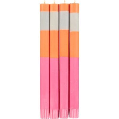 ABSTRACT Striped Orange Flame, Neyron & Willow Eco Dinner Candles, 4 per pack