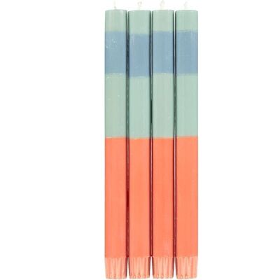 ABSTRACT Striped Opaline, Pompadour & Rust Eco Dinner Candles, 4 per pack