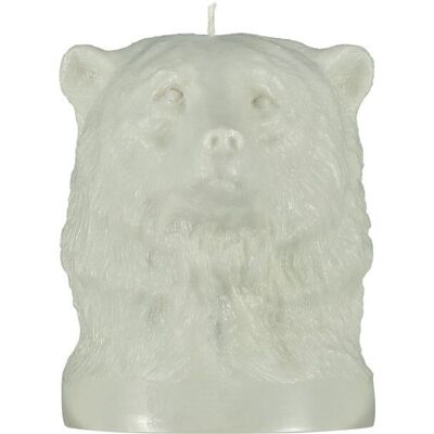 Candela a forma di testa di orso grigio grande 18 cm